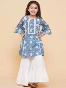 Girls Printed Kurta with Sharara