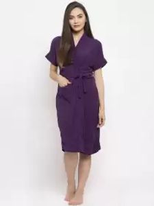 Women Solid Bath Robe