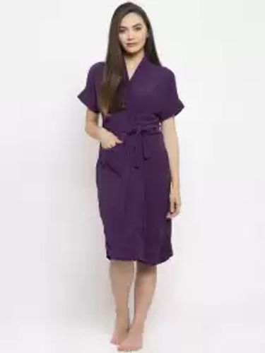 Women Solid Bath Robe