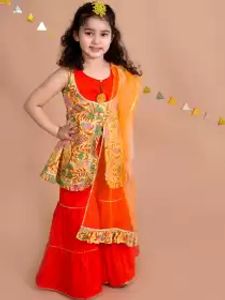 Girls Printed Kurti with Sharara With Dupatta