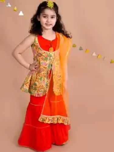 Girls Printed Kurti with Sharara With Dupatta