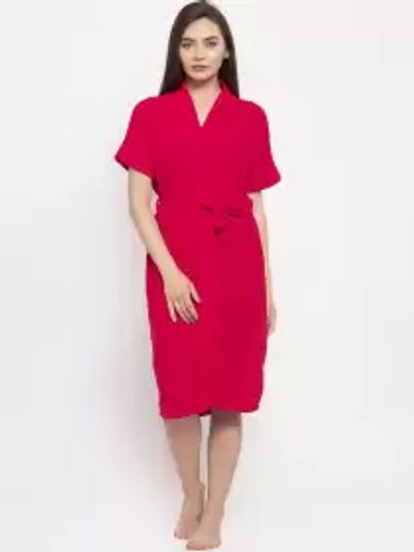 Women Solid Bath Robe