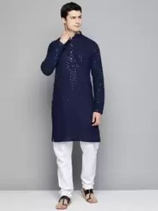 Men Embroidered Kurta with Churidar