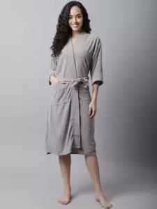 Women Solid Bath Robe