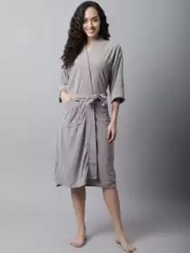 Women Solid Bath Robe